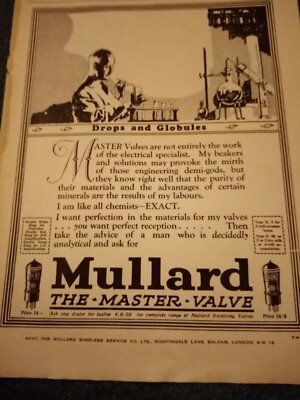 Sa37 Ephemera 1925 Werbung Mullard das Hauptventil 