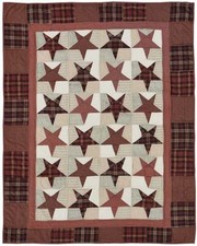 Coperta trapuntata a mano stella Abilene lancio campagna casale rosso bordeaux patchwork