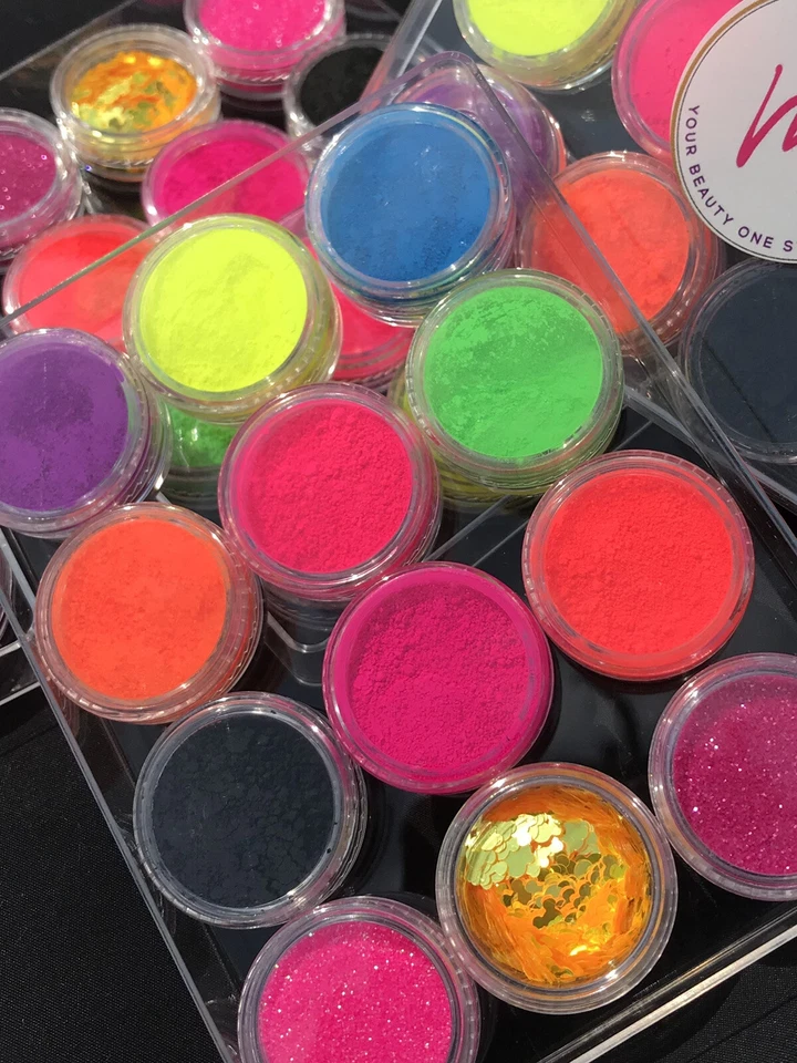 Bright Neon Matte Glitter Eyeshadow Shadow Pigment Palette Nail Art Powder - Image 4 of 4