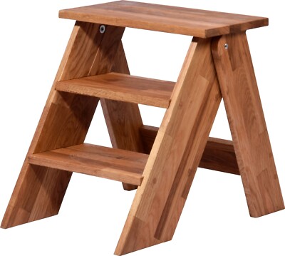 Hocker Tritthocker Schemel Klapptritt aus Eichenholz mit großer Fläche