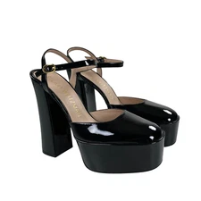 STUART WEITZMAN SkyHigh 145 Patent Ankle-Strap Platform Pumps Black EU 39 US 8.5