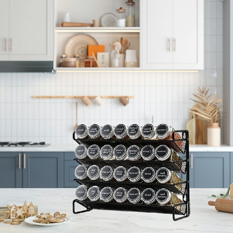 Spice Jars Organiser for Countertop - Black