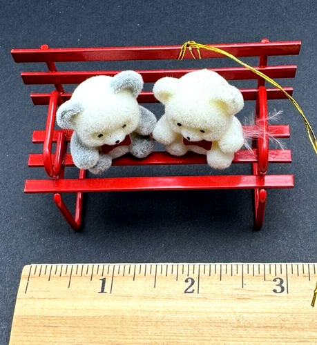 CUTE Lot 6 Vintage Miniature Bear Ornaments Avon Hallmark Boyds & more 2 to 3" - Picture 6 of 13