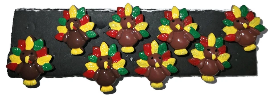 TURKEY Thanksgiving Push Pins - Handmade Decorative Set of 8 for Cork Boards - Image 2 of 3