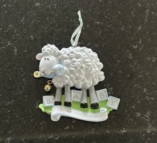 Blue Lamb Baby Ornament! PolarX.  Personalizable Baby Announcement/Gender Reveal