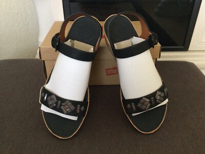 FitFlop Bon ll Back-Strap Crystal-Sandale Schwarz 38 NEU mit Karton