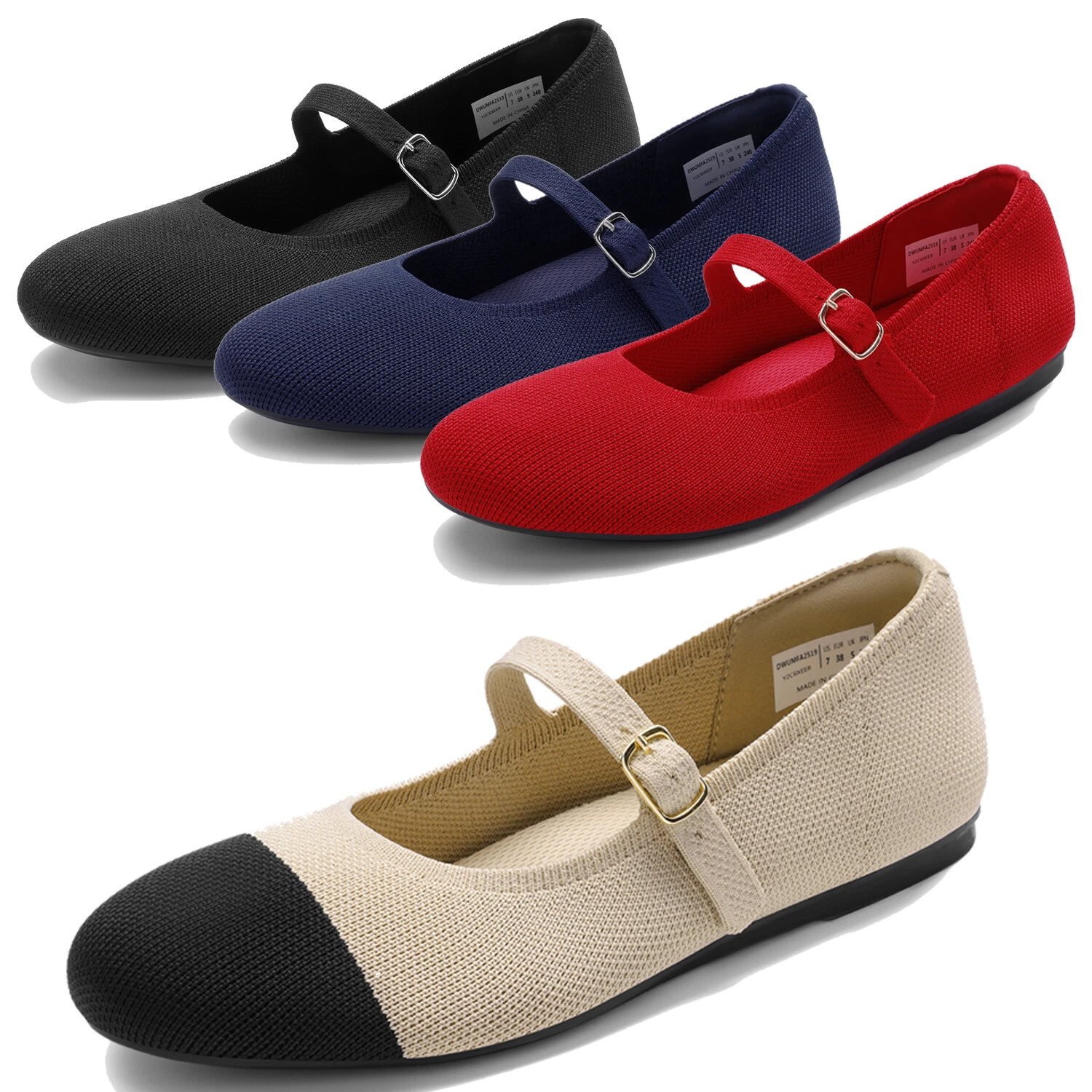 Women Mary Jane Ballet Flat Shoes Knit Foldable Arch Support Office Work Shoes
Opens in a new window