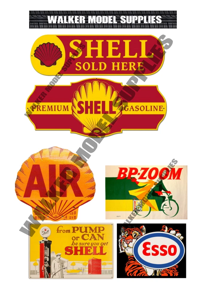 1:10 Scala Pre-tagliati Vintage Garage Segnale Adesivi Modello Auto. Set 1 - Immagine 4 di 4