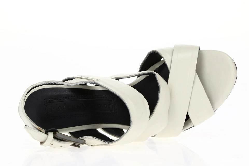 Sandalias con cuña de cuero marfil Robin vintage modernas para mujer talla 36 Foto 3 de 4