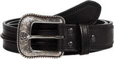 Ariat Mens Western Oil Skin Raised Strip Leather Belt