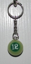 1 Inch Number 12 TWELVE LUMINOUS Mini POOL BALL Billiard KEYCHAIN Ring NEW