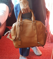 Sac bowling en cuir grainé, couleur cognac, Picard, neuf