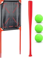 LotBall Backyard Baseball Bat, Ball and Strike Zone Set - Plastic Baseball Game