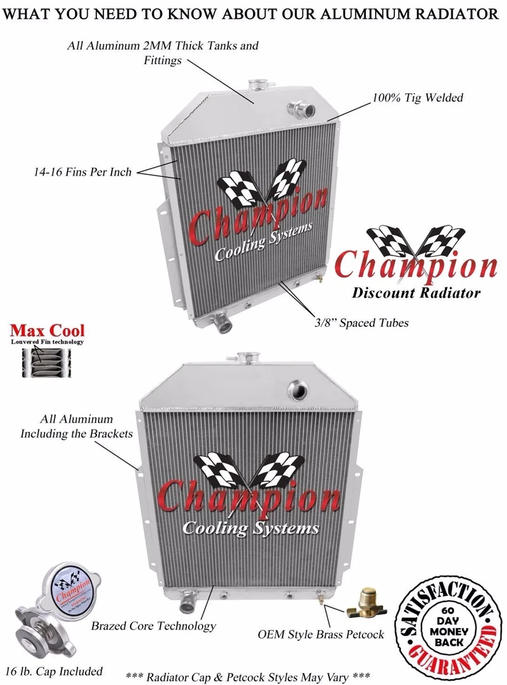 Camioneta pickup Mercury M47 1948 1949 1950 1951 1952 radiador DR 3 filas (Ford V8) Foto 3 de 4