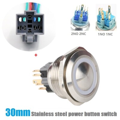 30mmBall head Ring led illuminated stainless steel waterproof push button switch