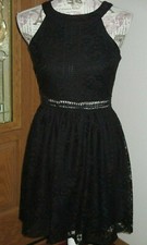 By&By Size 5 Black Lace Halter Peek a Boo Cutout Waist Dress