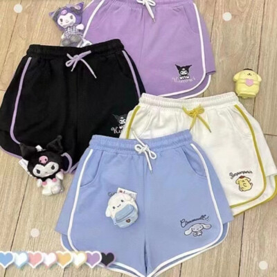 Women's Sports Shorts Cartoon Kuromi Cinnamoroll Lady Lounge Summer Beach Pants 