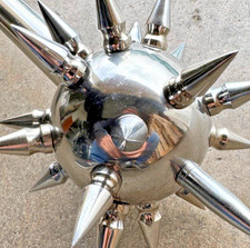 Medieval Spiked Ball Mace Silver Morning Star Chrome 32&rdquo; XL Middle Ages larp