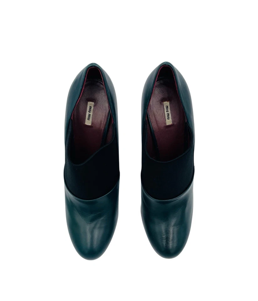 Miu Miu By Prada Teal Stiletto Booties Leather Womens Size US 9 EU 39 - Image 2 of 4