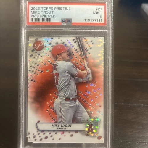 2023 Topps Pristine - Mike Trout #27 Red Refractor /5 PSA 9 Mint