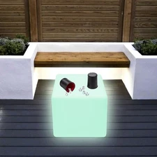 16" LED Cube Light Pub Bar Stool 16 RGB Colors Changing Chair w/Remote Control