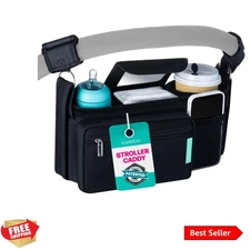 Stroller Caddy Organizer With Cup Holder, Non Slip Straps Bag for Phone, Pet ...