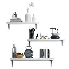 Silver Grey Floating Shelves Wall Mounted Waterproof Living Room Decor 3 PCS