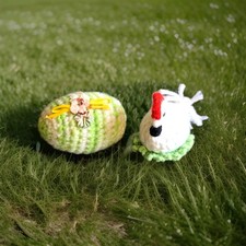 Easter Decor 2 Small Crochet Egg And Chicken