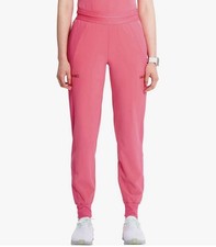 Cherokee Infinity Women s Mid Rise Pull-on Jogger Scrub Pants Pink Petite Sz L