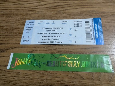 Jelly Roll Beautifully Broken Canada Life Place London Ontario Ticket Stub...