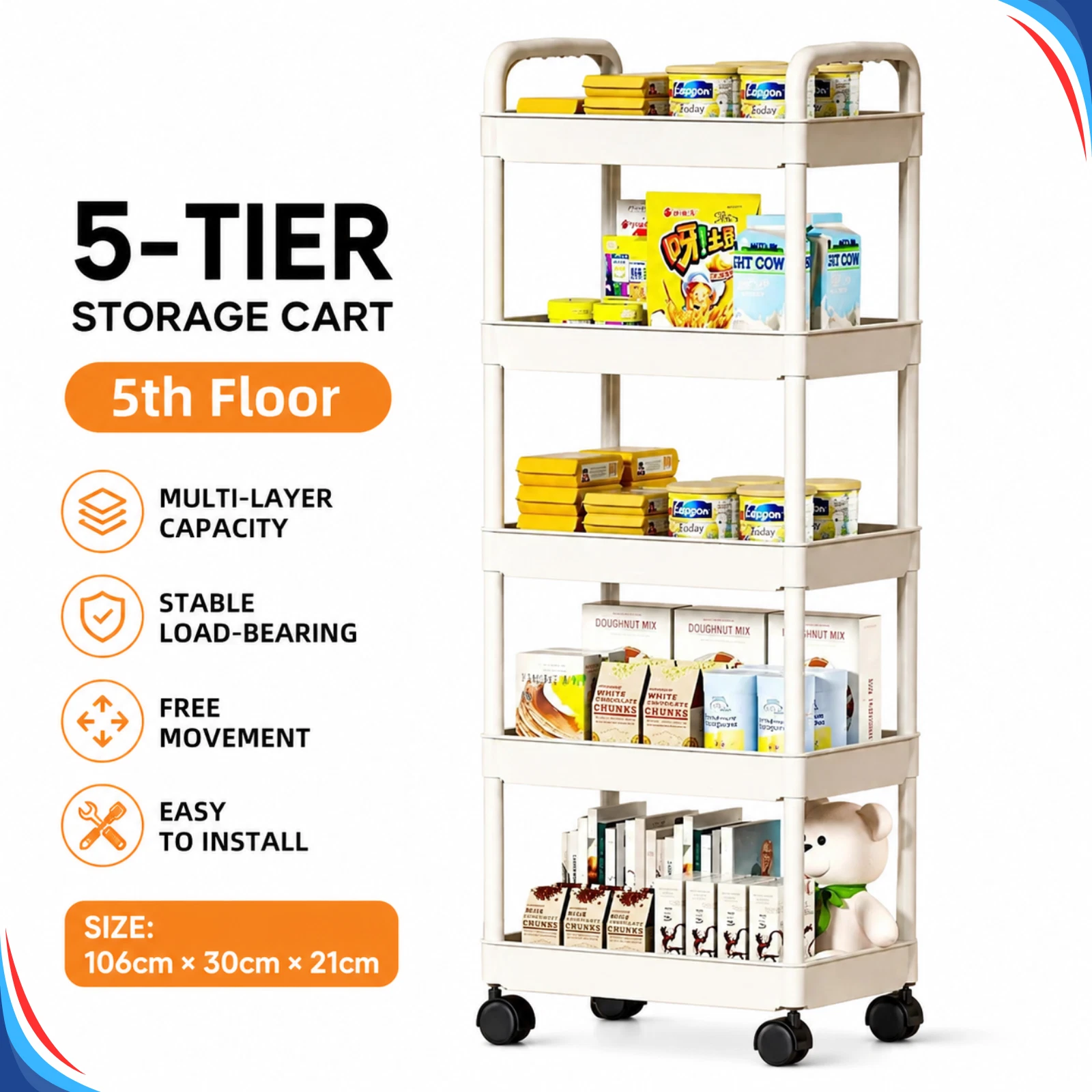 5 Layer Kitchen Organizer Fruit Vegetable Shelf Trolley Cart Rack Storage Tool
Opens in a new window