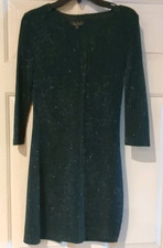 Trixxi Black Glitter Knit Sheath Dress Knee Length 3/4 Sleeve Stretch XS