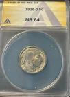 1936-D Buffalo Nickel, ANACS MS-64, Nice Golden Toning!