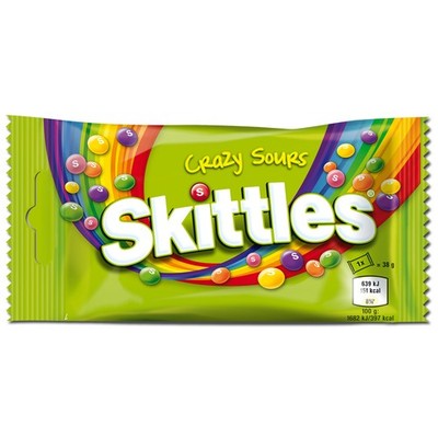 (26,32 /1kg) Skittles Crazy Sours, Bonbon, Dragee, 38g Beutel