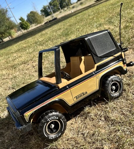 1970s TONKA MIGHTY JEEP BRONCO 4X4 PRESSED STEEL CHROME WHEELS ALL ACCESSORIES