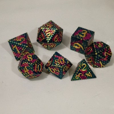 ''Metal Scales''  Polyhedral Dice Set Multicolor for Dungeons & Dragons