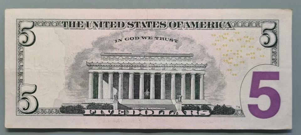 2006 Five Dollar Federal Reserve Note $5 STAR NOTE Circulated #96474 - Image 2 of 2