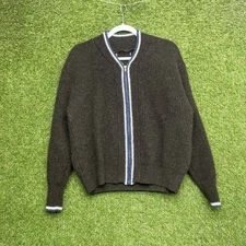 Vintage Mohair Sweater Mens Medium Kurt Cobain Cardigan Zip Up 90s Brown Wool