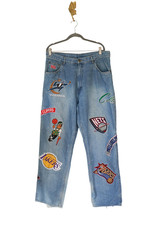 VTG Y2K Unk NBA Men Jeans 36 Baggy Basketball Team Patch Lakers Knicks Celtics