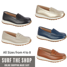 Jo & Joe Ladies Genuine Leather Loafer Cushioned Chunky Sole Slip-On Shoes