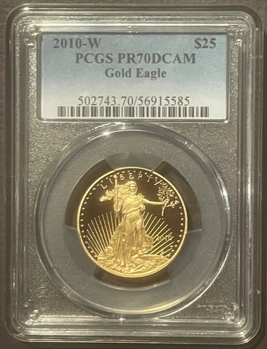 2010-W $25 GOLD AMERICAN EAGLE 1/2 oz. GOLD BULLION : PCGS PR70 PROOF : 10431