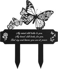 Memorial Grave Markers for Dad Mom Butterfly Metal Grave Decorations for Cemet