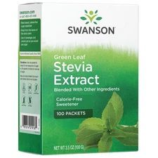 Swanson Green Leaf Stevia Extract 100 Packets