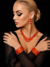 Ballroom dance jewelry set Necklace Earrings Bracelets 2psc Crystals Hyacinth