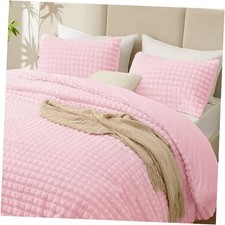 Fluffy Comforter Set Queen Size - Super 3 Piece-Queen 90"X90" 09 Pink Grid