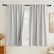 Linen 100 Blackout Curtains 63 inches Long for Bedroom Living Room Darkening...