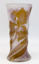 Signed GALLE French Cameo Fire Polish Glass Vase Art Nouveau 3 Color Iris 6