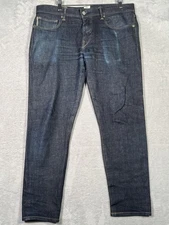 Kato The Pen Jeans Mens 33 Blue Slim Raw Selvedge Stretch Denim Made USA 4-Way