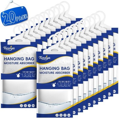 TUXIYA 20 Pack Moisture Absorbers Packets,Hanging Closet 20P, white 