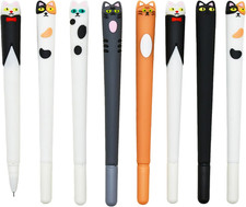8 Pcs Cute Cat Pens Colorful Expression Face Cats Novelty Kitty Style Gel Ink Pe
